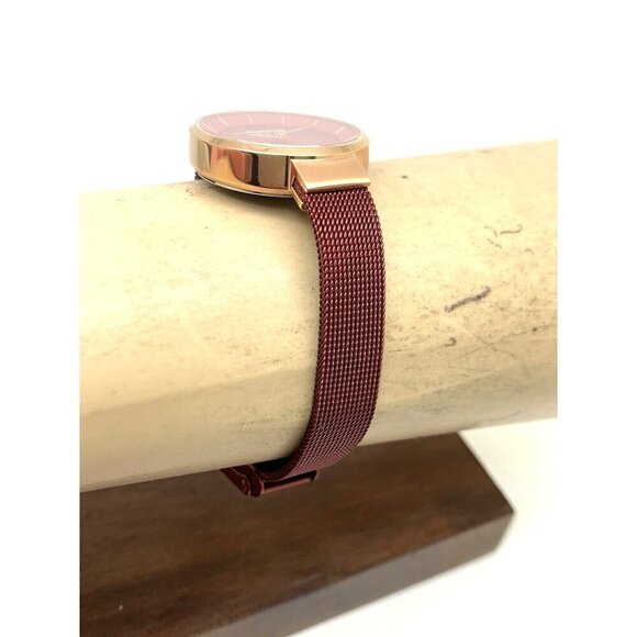 Bering Women's Watch 14627-363 Solar Rose Gold Red Mesh Steel Band 27mm - Picture 11 of 13